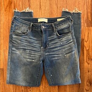 PacSun Mid Rise Skinniest Denim Paint Speckled Distressed Jeans Women’s Size 26